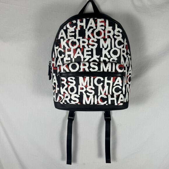 EUC Michael Kors Cooper Monogram Backpack Blk/Mandarin 37S0LCOB2B $498 - Picture 3 of 14